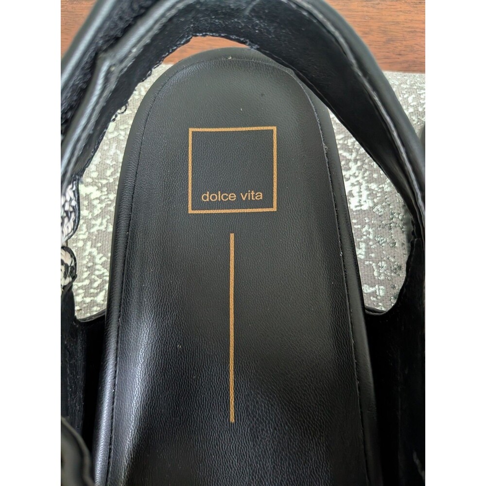 Dolce Vita Shelli Sandals Womens 9.5 Black Bridge Raffia Buckle Casual Shoes NEW - Picture 5 of 10